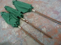 Three Plain Green Parasols with One Stand