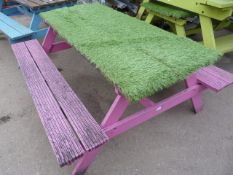 Pink Painted Picnic Table with Imitation Grass Top