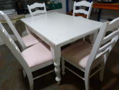 Painted Pine Dining Table ~136x86x77cm and Six Chairs