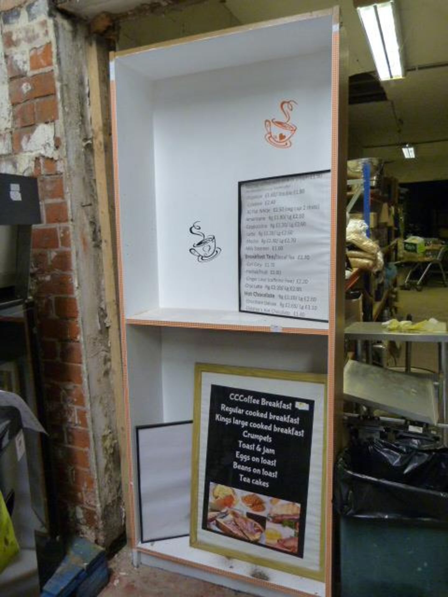 *Shelves and Two Framed Menu Adverts