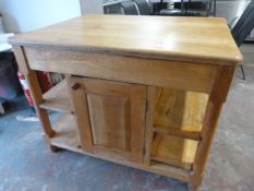 Solid Oak Farmhouse Kitchen Island with Two Drawer