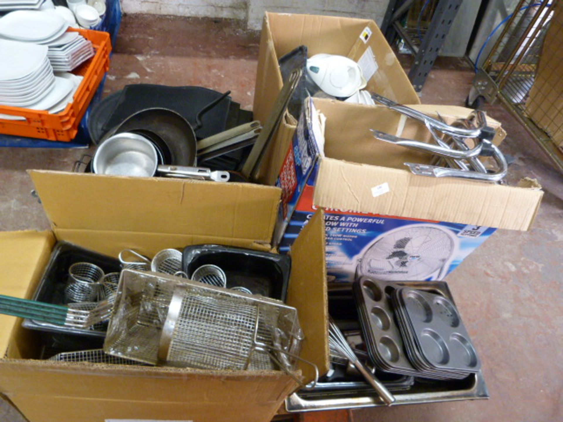 *Kitchen Utensils; Pans, Rubber Mat, Frying Baskets, China, etc.