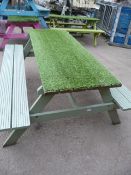 Sage Green Painted Picnic Table with Imitation Gra