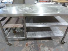 Preparation Table on Wheels with Shelves and Tray