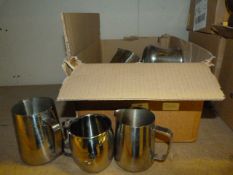*Box of Assorted Stainless Steel Jugs