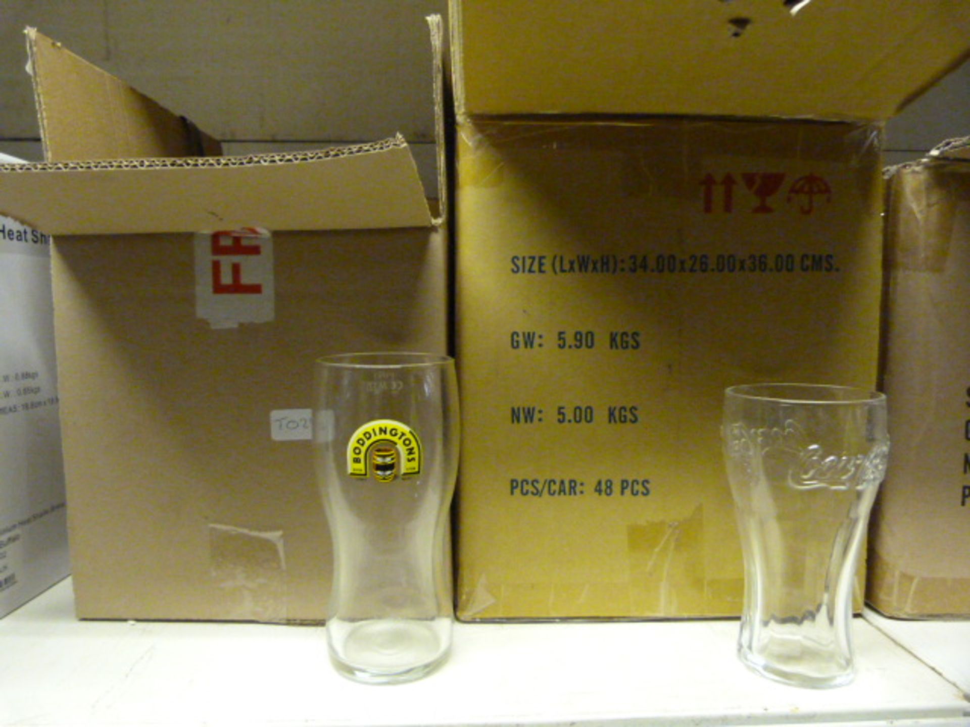 *Four Boxes of Boddingtons and Coke Glasses, and Six Carafes - Image 2 of 3