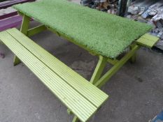 Green Painted Picnic Table with Imitation Grass To