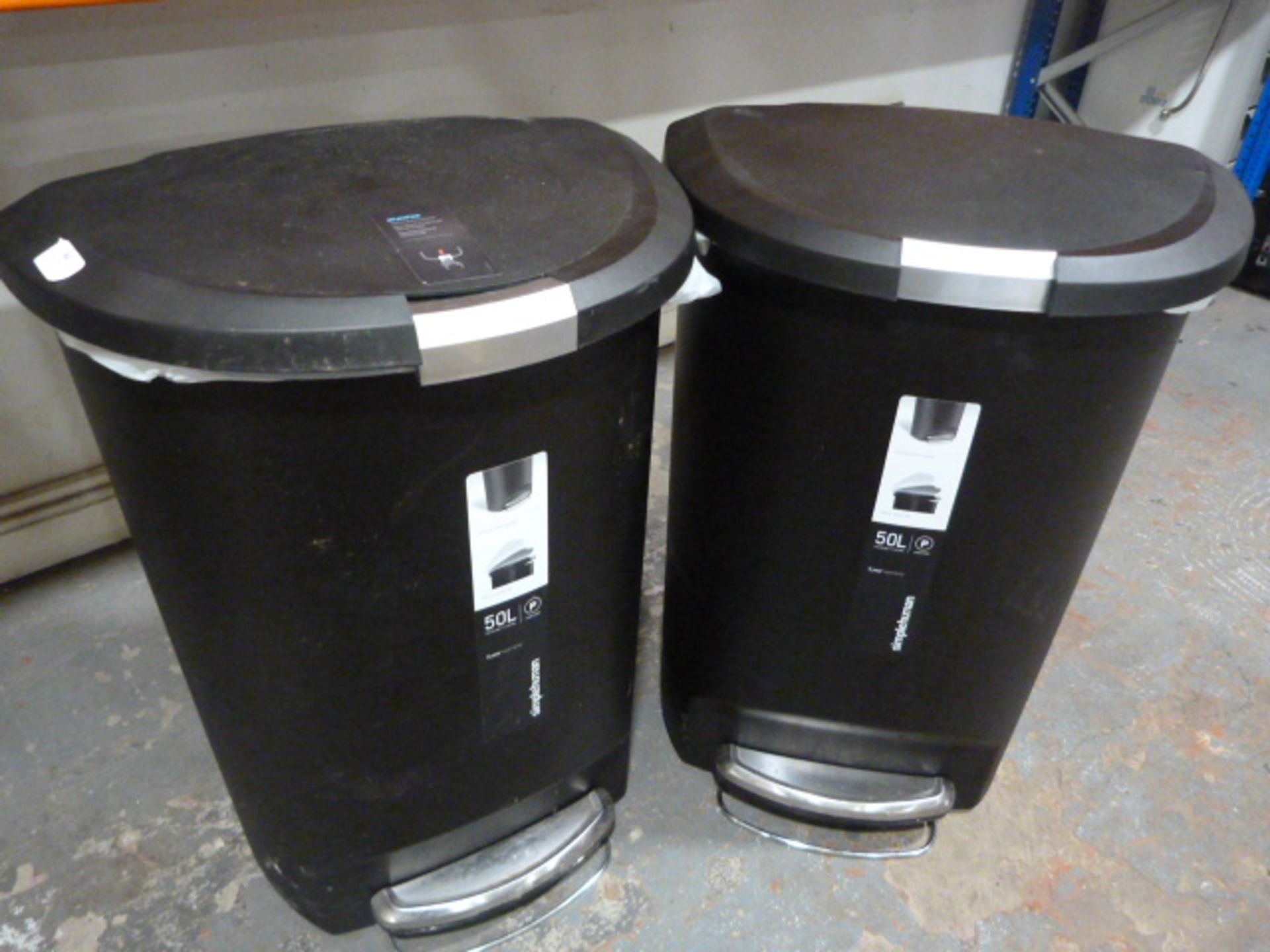 Two 50L Simplehuman Bins