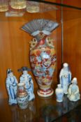 Oriental Figures and Pots (Large Vase Signed)