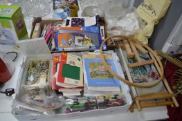 Large Quantity of Craft Materials; Cross-stitch Kits, Silks, Embroidery Frames, etc.