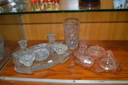 Two 1930's Glass Dressing Table Sets