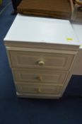 White Three Drawer Bedside Cabinet