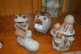 Four 1970's Shelf Pottery Moneyboxes