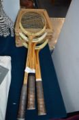 Vintage Tennis Rackets and a Badminton Racket