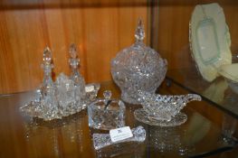 Cut Glass Cruet Set etc.