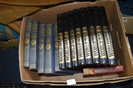 Two Boxes of Vintage Books; 1890 Encyclopedic Dictionary, WWII Magazines, etc.