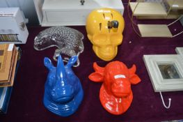 Colourful Animal Heads and a Skull Knife Rack