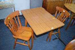 Small Drop Leaf Kitchen Table and Two Pine Chairs