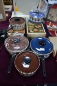 Five Retro 1970's Tudor Range Pans (as new)