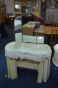 Kidney Shaped Glass Topped Dressing Table with Tri