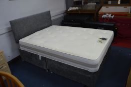 DeepSleep Solomemory Memory Foam Mattress with Two Drawer Double Divan and Grey Headboard