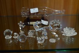 Swarovski Crystal Animals etc. plus a Ship in a Bo