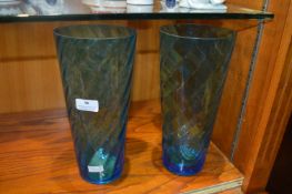 1970's Large Blue Glass Vase