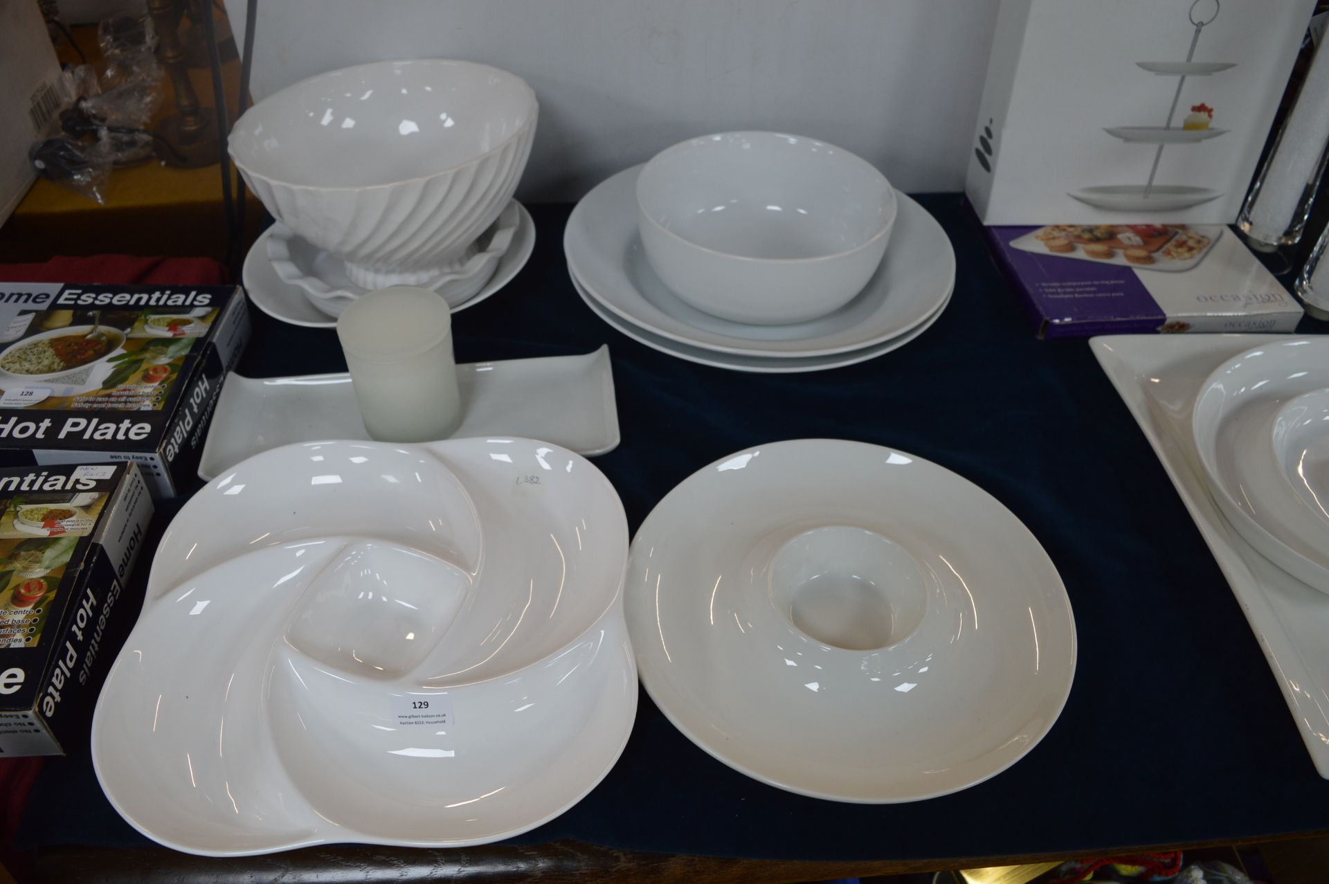 White Pottery Serving Platters, Fruit Bowls, etc.