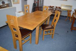 Solid Light Oak Extending Dining Table with Four L