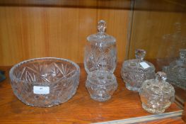 Glass Fruit Bowl, Storage Jars, etc.