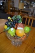 Glass Fruit Bowl and Plastic Artificial Fruit