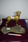 Brass Dog and a Armoured Glove Ornament