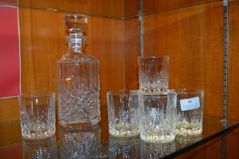 Glass Decanter and Five Lead Crystal Tumblers