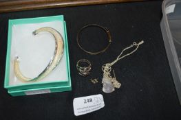 Silver Torc Bracelet plus Silver Ring, Pendant, Ea