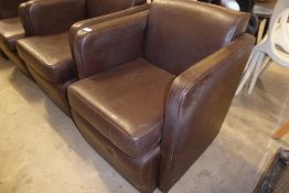 * 4 x brown faux leather tub chairs