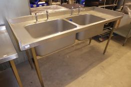 * S/S 2 bowl sink with taps and drainer 1850w x 700d x 950h