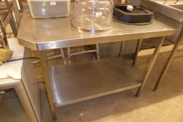 * S/S prep table with undershelf and small corner cut out to left 1100w x 650d x 900h