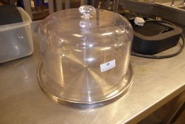 * brushed S/S display plate with 2 x cake domes