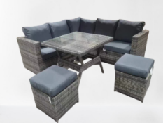 * Alford Rattan Sofa Set - Steel Frame - Back cushion thickness 8cm - 180g polyester fabric