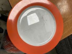 * 11 x orange rimmed 12" Pillyvuyt porcelain plates