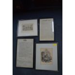 Framed Victorian Prints plus Indenture and Saving Banks Proposal