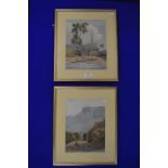 Two Framed Grand Tour Watercolours by Charlotte an