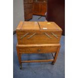 1930's Oak Sewing Trolley and Contents