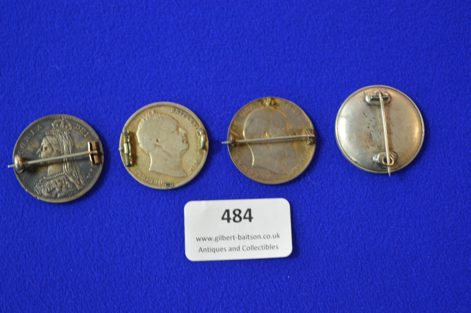 Four Enameled Silver Coins with Brooch Mountings ~55g gross - Image 2 of 2