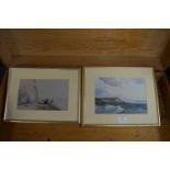 Two Framed Coastal Watercolours by Louisa & Charlotte Holt circa 1840