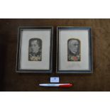 Two Victorian Stevengraph Framed Silk Portraits - Gladstone, and The Earl of Beaconsfield