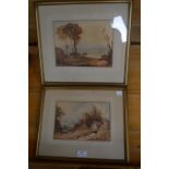 Two Framed Europe Grand Tour Watercolour Alpine Scenes by Louisa & Charlotte Holt circa 1840