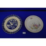 Royal Crown Derby Floral Plate plus Copeland Blue & White Charger