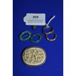 Six Gold Items; Brooches, Ring, and a Bead ~14.7g gross