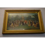 Gilt Framed Print of Victoria and The Royal Family at Windsor by Emilie Chaese 1887